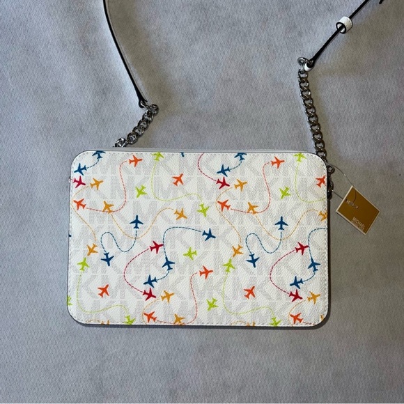 NWT White Michael Kors Jet Set Crossbody Bag Purse Airplane Print Authentic Rare - Picture 4 of 7